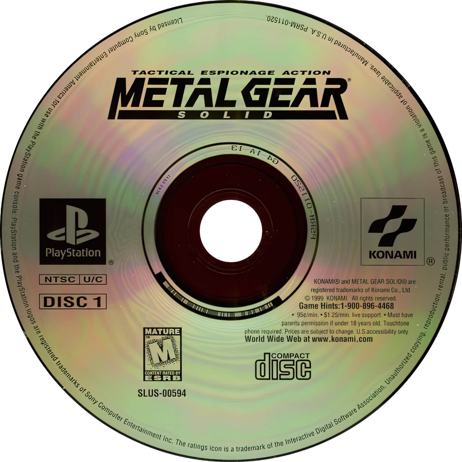 Лицензионный диск NTSC Metal Gear Solid для PlayStation